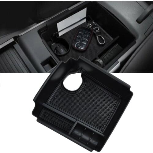 1 Pcs Auto Storage Box Car Console Storage Organizer Tray Box Armrest Box For 2019-2021 Kia Niro EV Black Parts Accessories