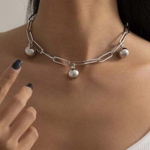 Simple Geometric Bead Pendant Womens Short Necklace Clavicle Chain Hip Hop Rock Rap Accessories Punk Jewelry Anniversary Gift