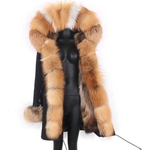 2021 Winter Real Fox Fur Coat 7XL Women Real Fur Jackets Waterproof Long Parkas Detachable Outerwear Fashion Luxury Clothes