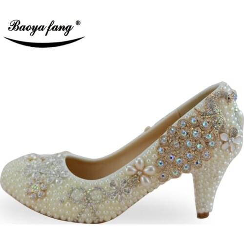 Women Wedding shoes ivory pearl Peacock party dress shoes Fashion ladies shoes Bride platform shoes 2017 new arrival