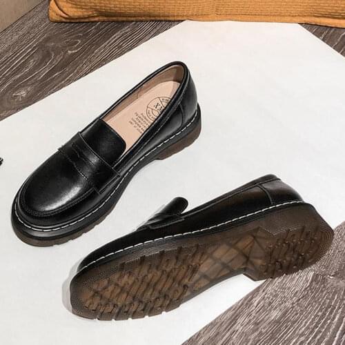 Casual Autumn New Loafers Leather Shallow Mouth Plus Size Women Flats Shoes 41 42 43