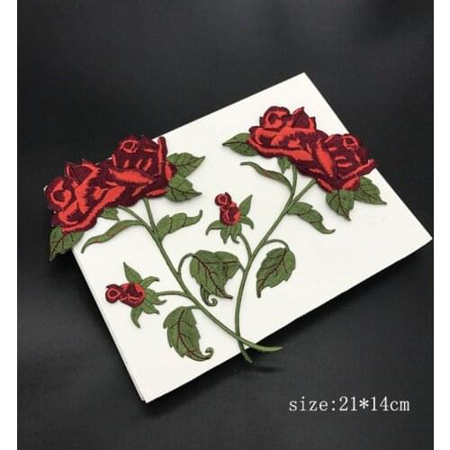 1Pcs Delicate Rose Embroidery Iron-on Sew on Patches for Clothing Applique DIY Hat Coat Dress Pants Accessories Cloth Sticker