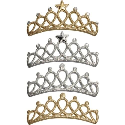10PCS 13cm Fashion Glitter Nonwovens Felt Crown Patches for Hair Accessories Newborn Vintage Crown Appliques for Kids Headwear