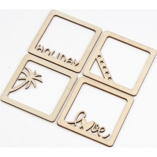 10pcs Valentines Day Photo Frame Wooden Slice Scrapbooking Photo Album Ornament Accessory Crafts Diy Home Wood Decoration 58mm