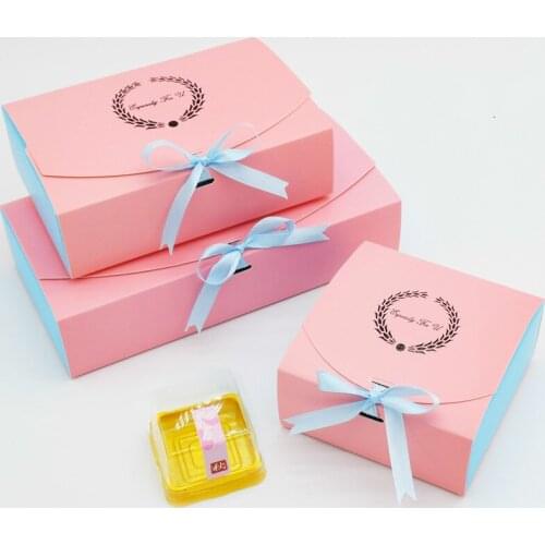 10 Pcs Wedding Gift Box Party Favor Present Kraft Paper Box For Food Candy Cookies Packing Cake Boxes Packaging With Ribbon