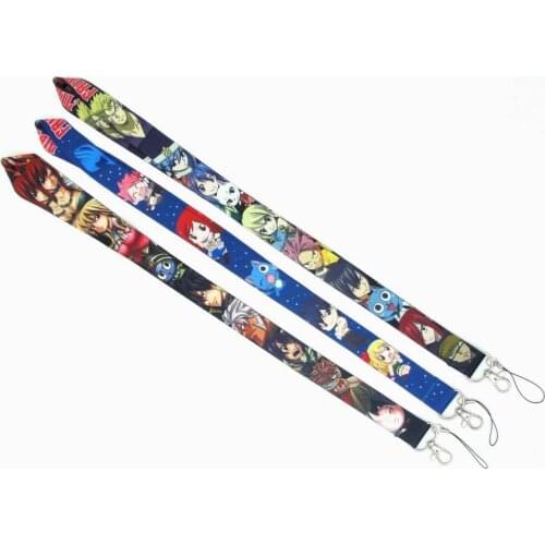 20 PCS Fairy Tail key lanyards id badge holder keychain straps for mobile phone Wholesale Free Shipping