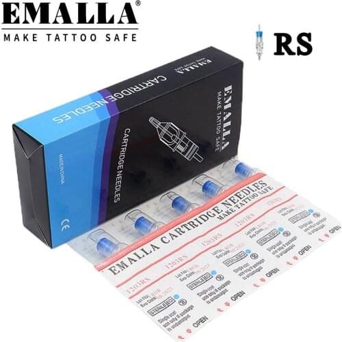 EMALLA 20PCS 0.35MM Sterilized Tattoo Needles Round Shader Disposable Tattoo Cartridges Tattoo Machine Permanent Makeup Machine