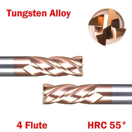3mm 4mm 5mm OD HRC55 Tungsten Alloy Solid Carbide 4 Flute Straight Shank CNC Cutting Tool Flat End Mill Milling Cutter