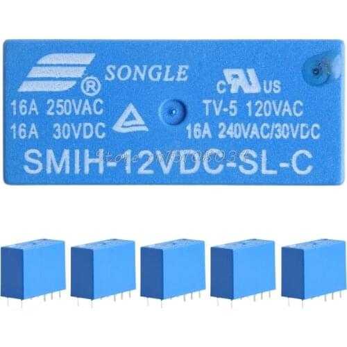 5Pcs/Set SMIH-12VDC-SL-C Relays 12V 16A 250V 8 Pin One Conversion S08 Wholesale&DropShip