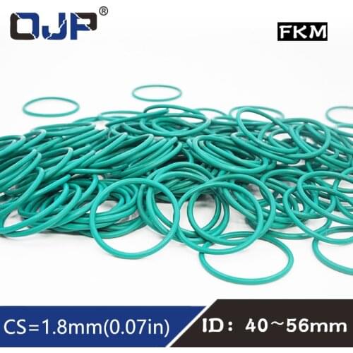 5PCS/lot Fluorine rubber Green FKM O ring Seal CS1.8mm ID40/41.2/43.7/45/46.2/47.5/48.7/50/56mm Rubber O-Ring Seal ORing Gasket