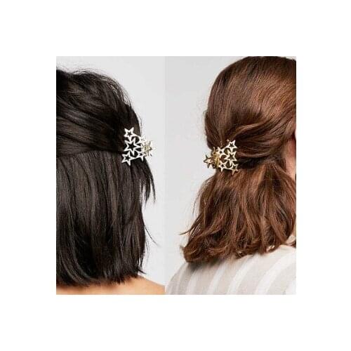 60pcs/lot 4 Colores Alloy Geometric Hair Clips Pentagram Hollow Star Hair Claws Hair Care & Styling Accessories Tools HA569