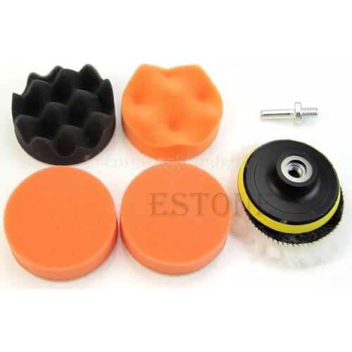 7Pcs/set 3'' Buffing Pad Auto Car Polishing Wheel Kit Buffer + M10 Drill Adapter