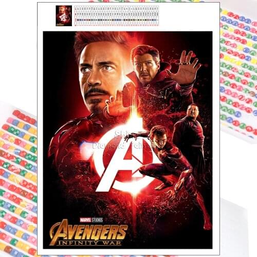 5D DIY Diamond Painting Full Square Round Iron Man Avengers Embroidery Complete Kit Mosaic Cartoon Picture Disney Handmade