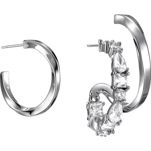 Europe and the United States asymmetrical art sense twisted circle earrings simple personality nail female tide