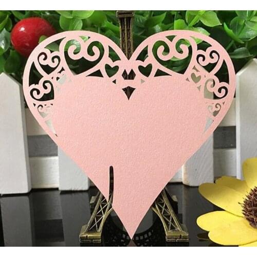 Free Shipping 500PCS/LOT Laser Cutting Wine Glass Card Love Heart Paper Cup Place Card Wedding Favors & Gifts