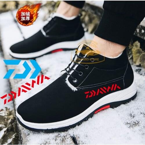 New Winter Daiwa Fishing Shoes Snow Boots Comfortable Warm Boots Ankle Boots Wear-resistant Cotton Shoes Men Snow Boots Velvet