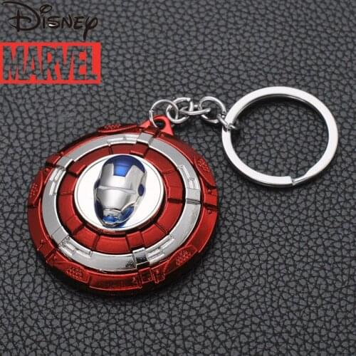 Disney Marvel Avengers Iron Man Car Zinc Alloy Keychain Rotating Pendant Car Keychain Decoration