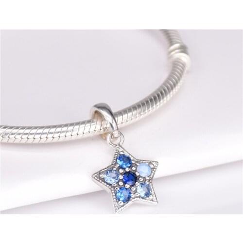 925 sterling silver fashion jewelry pendant five-pointed star charm zircon beads fit bracelet DIY jewelry making for women