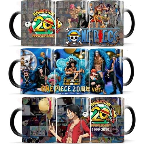 Twentieth Anniversary One Piece Mugs Luffy Coffee Cup Color Changing Magic Mug Tea Cups Birthday Gift for Your Friends