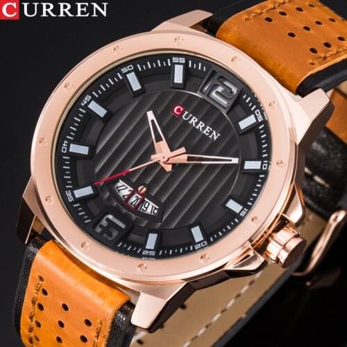 CURREN Mens Watches Top Brand Luxury Watch Men Date Display Leather Strap Creative Quartz Wrist Watches relogio masculino