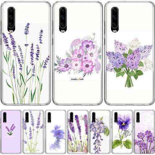 Cute Flower Lavender Phone Case for Huawei P30 P40 P20 P10 Mate 20 10 30 Lite Pro P Smart Z Plus + Art Shell Cover Coque
