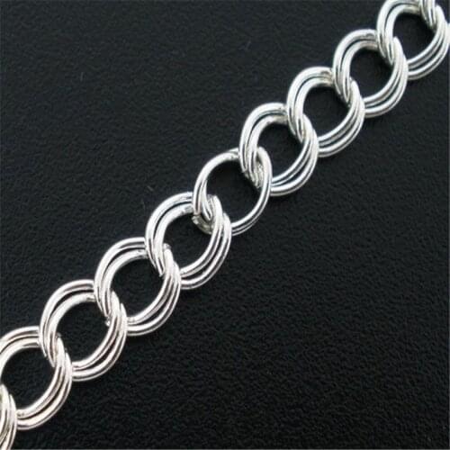 DoreenBeads Retail 400cm Silver color Double Loops Link Chains Findings 5x6mm
