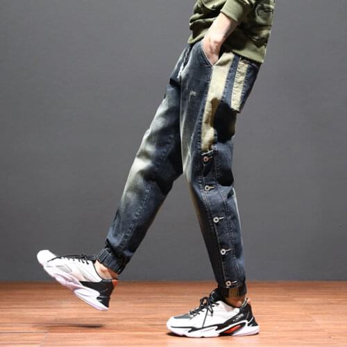 Jeans Mens Elastic Waist Autumn and Winter New Fashion Brand Harlem Pants Loose Overalls Trendy PANTS LEGGINGS