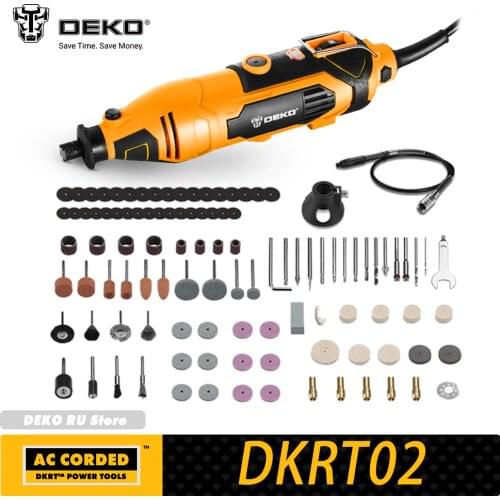 DEKO DKRT02 220V Electric Drill Variable Speed Mini Grinder Rotary Tool Kit Cutting Polishing Drilling with dremel Accessories