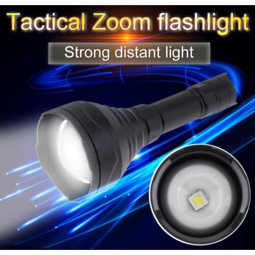 HT12 66mm Lens XHP-V3 LED Zoomable Professional Hunting Tactical Flashlight with Strong Light Long-range White Spotlight