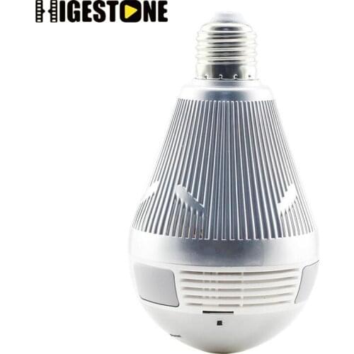 Higestone 3.0MP HD Fish-eye Wireless Intelligent Camera View 360 Degree WiFi Camera Lamp Light Home Security Camera Mini Camera