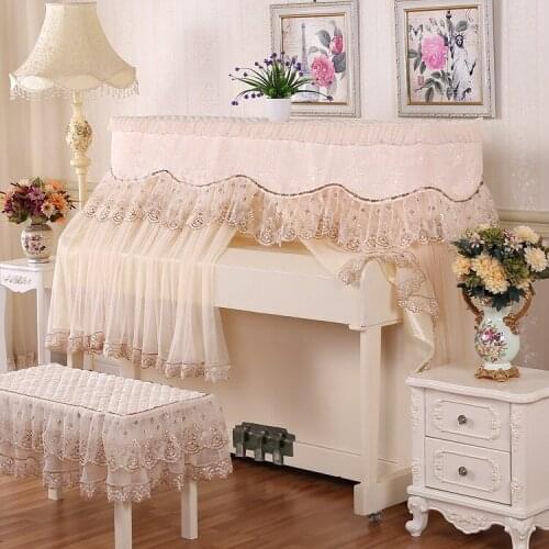 153cm*33cm*85cm European Lace Piano Cover Sets General Modern Dustproof Piano Cover Stool Seats Cover Home Decor
