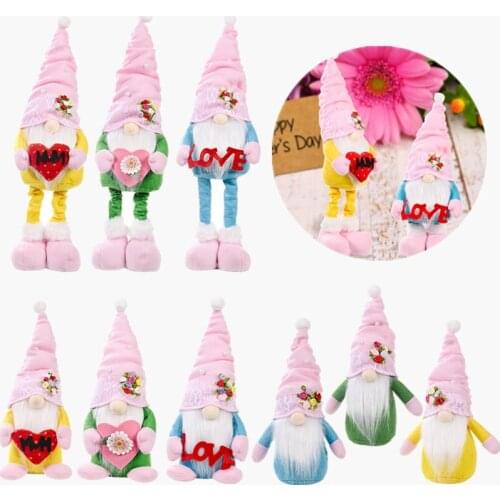 Mothers Day Doll Plush Decorations Bedroom Faceless Doll Decoration Standing Post Mom Letter Heart-shape Plush Doll