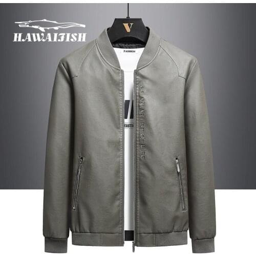 HAWAIFISH Faux Leather Jacket Mens Leather Jacket Casual Warm Coat Windproof Coat 2021 Fall Mens Leather Jacket and Coat