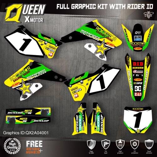 Queen X MOTOR Custom Team Graphics Decals Stickers Kit For SUZUKI Decal 2004 2005 2006 RMZ 250 001