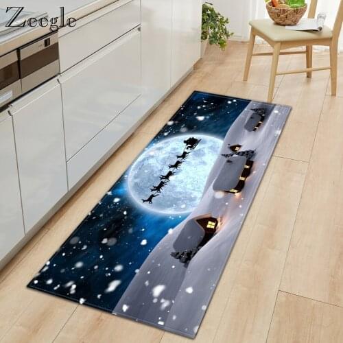 Zeegle Printed Entrance Floor Mat Christmas Home Decoration Door Mat Anti-slip Soft Rug Comfortable Living Room Foot Mat Carpet