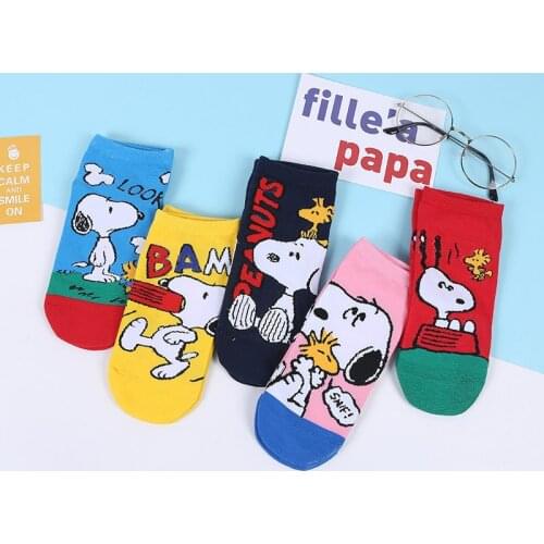 5Pairs Disney Womans Short Socks Mickey Minnie Summer Cotton Princess Girls Boat Socks Ankle Low Anime Sock Adult free size