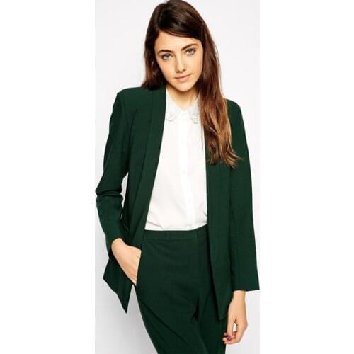 New Fashion 2015 Women Suit Custom made Dark Green Casual Single Button Woman Tops Female plus size suits