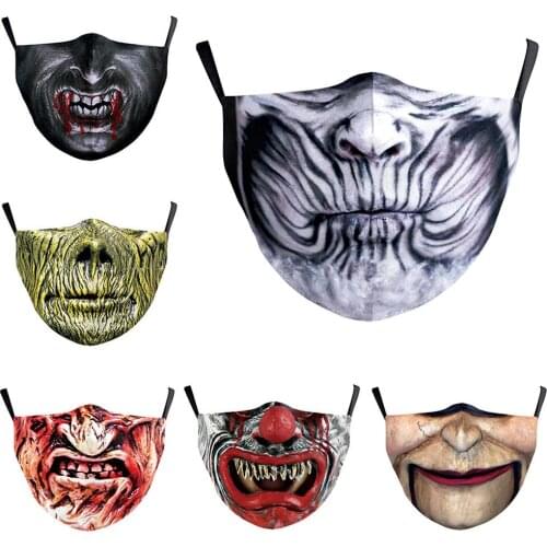New Horror Zombie Clown Mouth Cosplay Womens Men Unisex Masks Face-Dustproof Cycling Spots Breathable Adult Halloween Mask