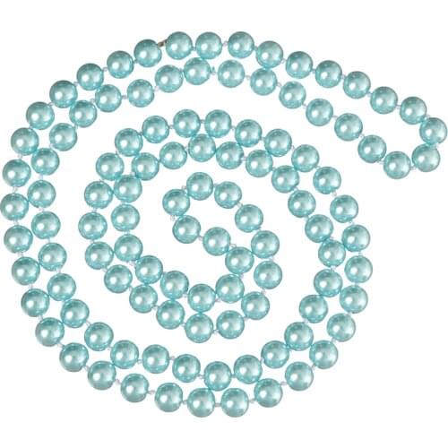 Wholesale DIY Shell Pearl Imitation NECKLACE Round Blue Pearl Chain 8mm For 36inch For Ladies Women Female Party Gifts Jewel H87