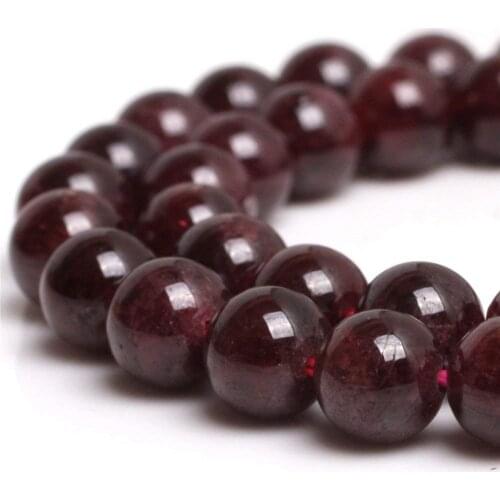 Wholesale Natural Stone Dark Red Garnet Round Loose Spacer Beads 15" Strand 4 6 8 10 12 14MM Size For Jewelry Making Bracelets