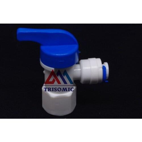 Plastic Ball Valve 3/8 quick fitting and 1/4Inside thread RO Water Reverse Osmosis System L type pressure barrel valve valve