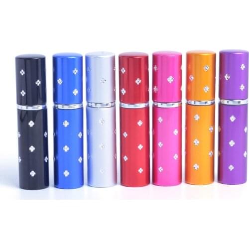 25pcs 5ml 10ml Wholesale Pump Atomizing Spray Perfume Bottle Empty Aluminium Dot Anodized Compact Travel Glass Refillable bottle