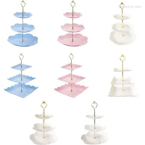 Neko Detachable Cake Stand European Style 3 Tier Pastry Cupcake Fruit Plate Serving Dessert Holder Wedding Decor