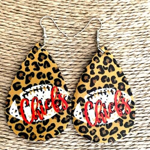 Leopard Print Drop Earrings Customize Your Love Baseball Team Earrings For Mom