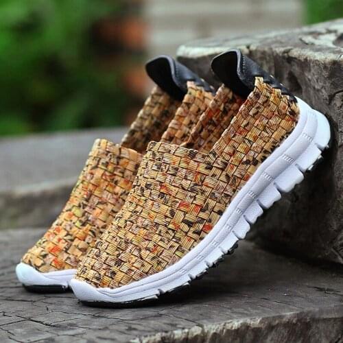 Women Flats Summer Casual Shoes Breathable Sneakers Female Woven Walking Shoes Slip On Ladies Loafers