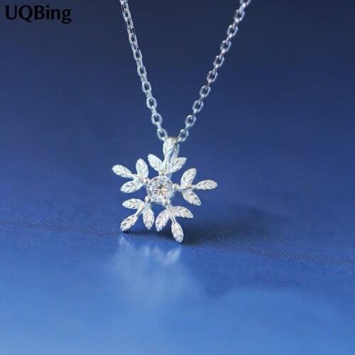 Free Shipping Fashion 925 Sterling Silver Flower Pendant Necklace Zirconia Rhinestone Necklaces For Women Jewelry
