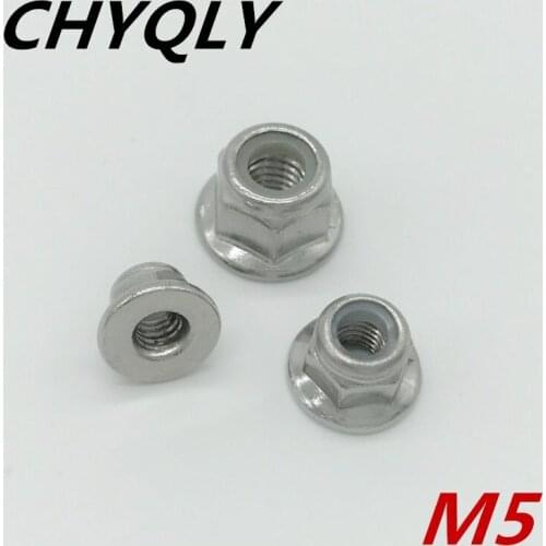 10pcs/lot M5 304 Stainless Hex Head Flange Nuts Nylon Insert Lock Jam Stop Nuts