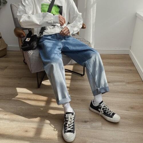 2021 Mens Gradual Change Color Casual Pants Stretch Slim Fit Cargo Pocket Jeans Baby Blue Biker Denim Trousers Big Size M-5XL