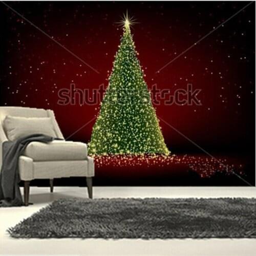 The custom 3D murals,Abstract green christmas tree on red background wallpaper,living room sofa TV wall bedroom wallpaper