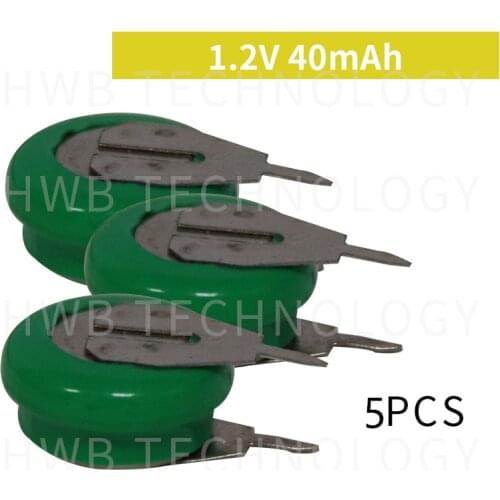 5 Pieces/lot Original Brand New KX 1.2V 40mAh Ni-MH Rechargeable Button Cell Battery Ni MH Batteries With Pins Free Shipping